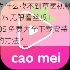 为什么找不到草莓视频 IOS 无限看丝瓜 IOS 免费大全下载安装的方法？