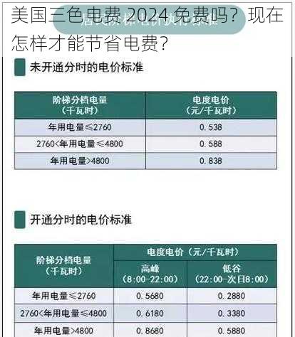 美国三色电费 2024 免费吗？现在怎样才能节省电费？