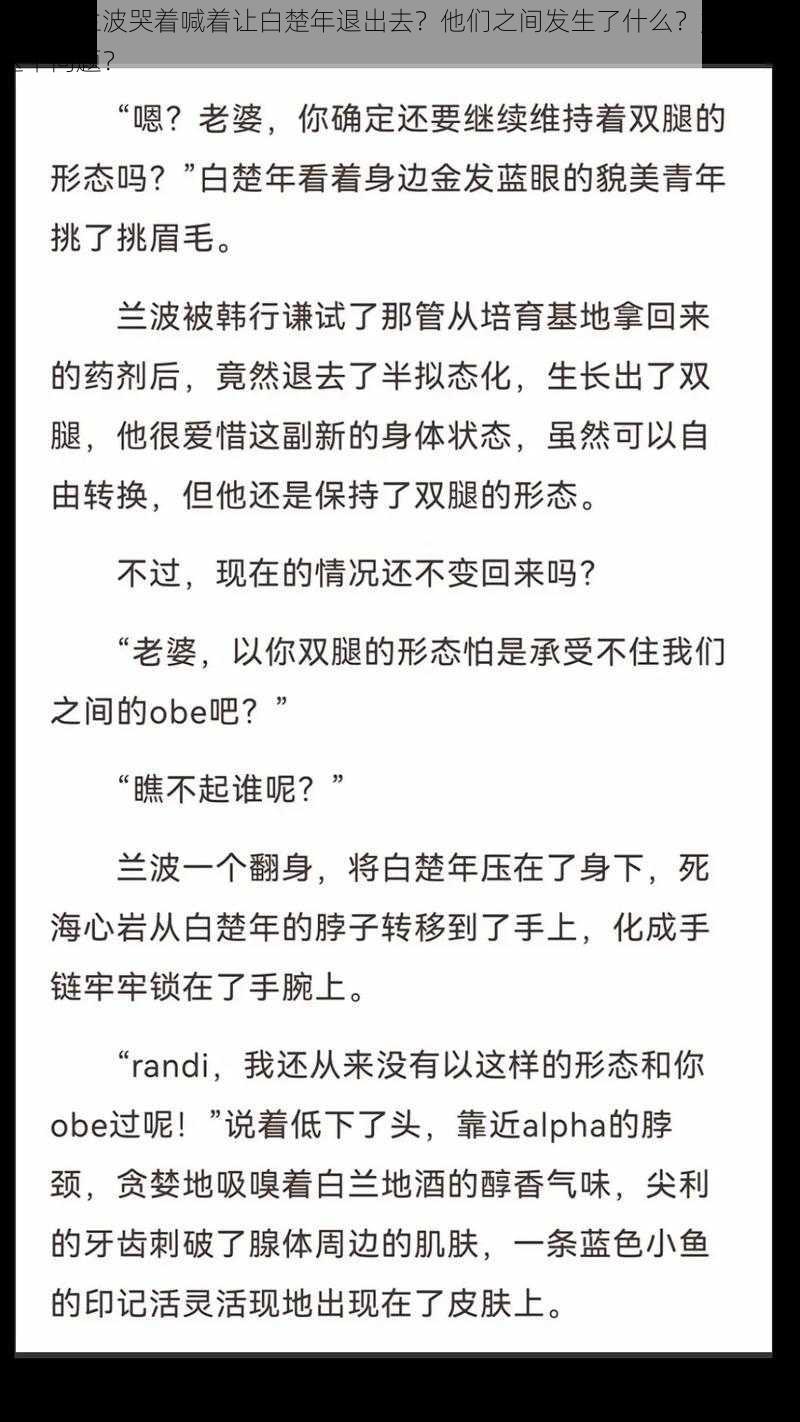 为什么兰波哭着喊着让白楚年退出去？他们之间发生了什么？如何解决这个问题？