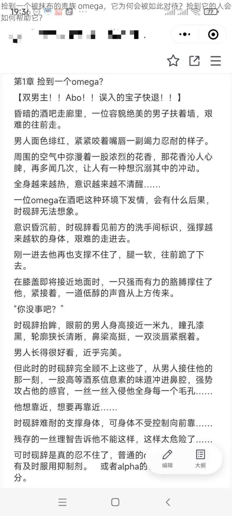 捡到一个被抹布的贵族 omega，它为何会被如此对待？捡到它的人会如何帮助它？