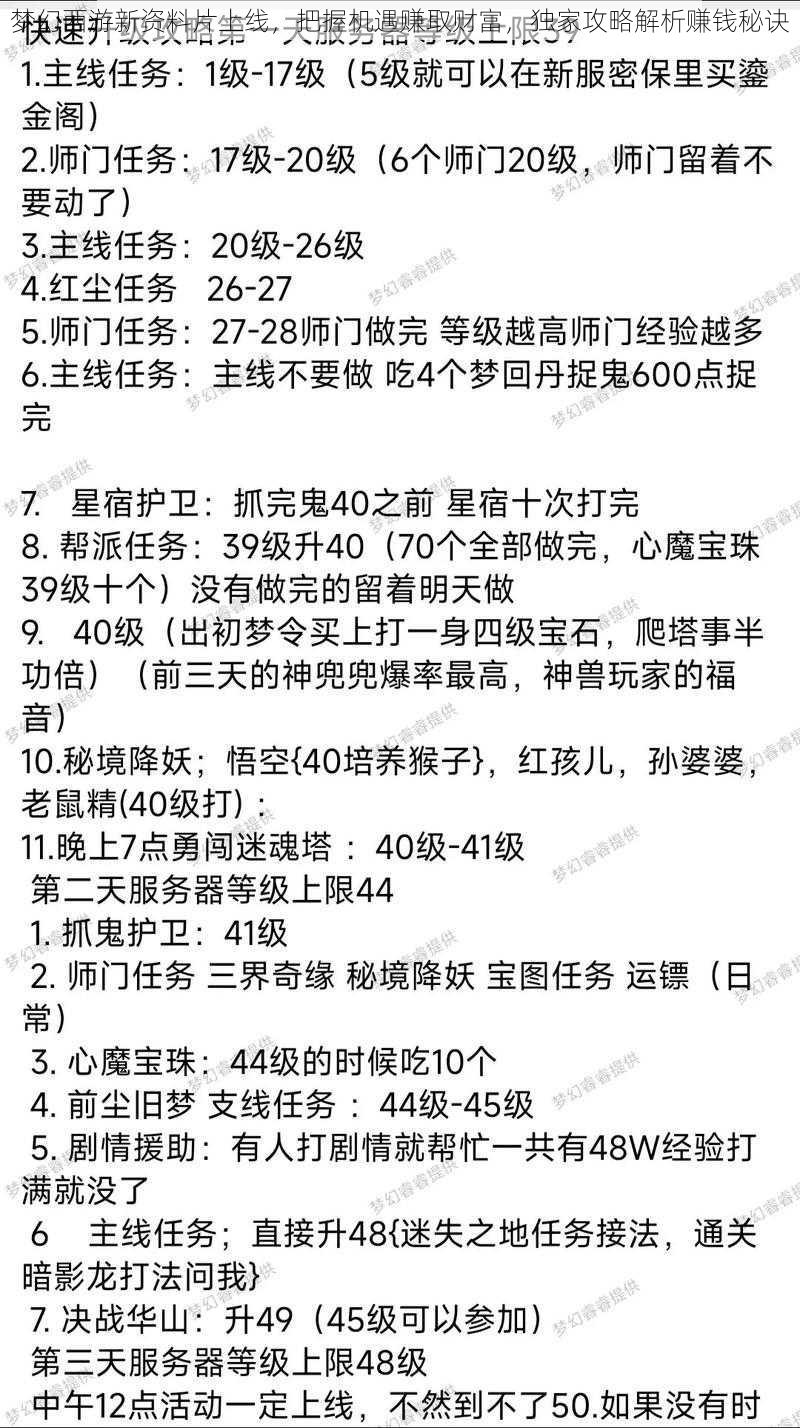 梦幻西游新资料片上线，把握机遇赚取财富，独家攻略解析赚钱秘诀