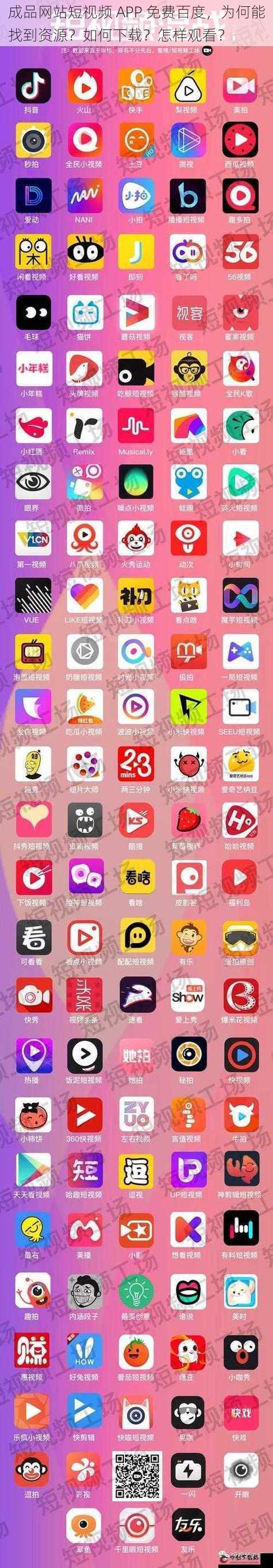 成品网站短视频 APP 免费百度，为何能找到资源？如何下载？怎样观看？