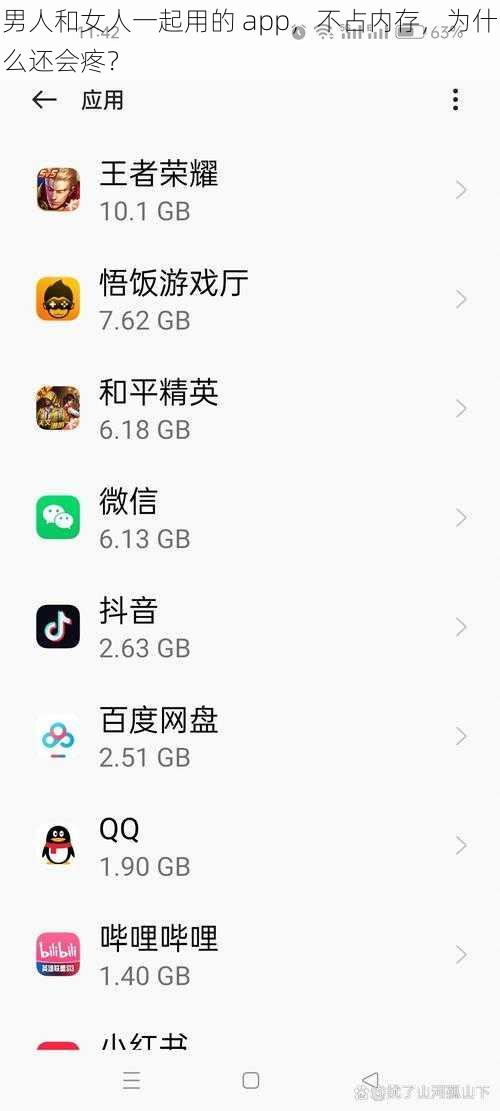 男人和女人一起用的 app，不占内存，为什么还会疼？