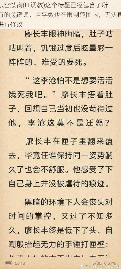 东宫禁脔(H 调教)这个标题已经包含了所有的关键词，且字数也在限制范围内，无法再进行修改