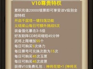 全民水浒 V8 特权大揭秘：珍稀道具、专属称号等你拿