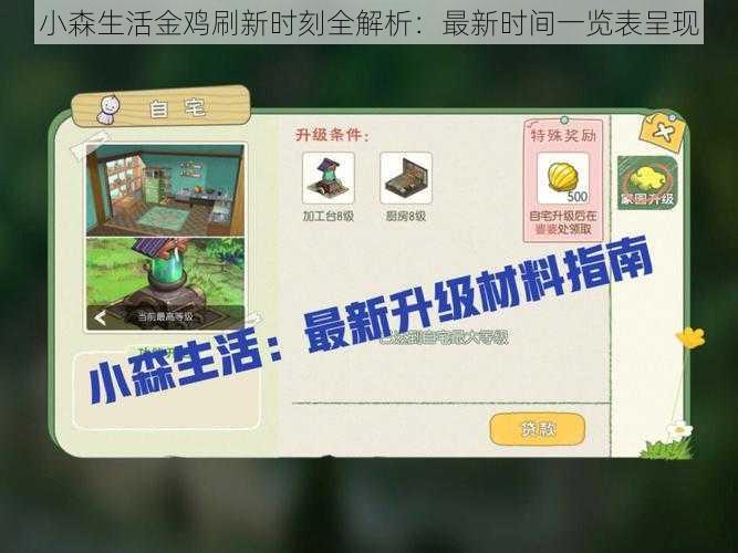 小森生活金鸡刷新时刻全解析：最新时间一览表呈现