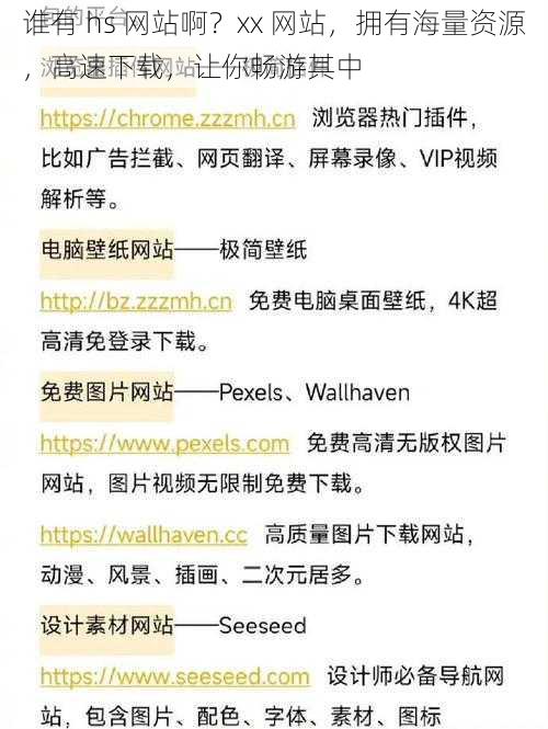 谁有 hs 网站啊？xx 网站，拥有海量资源，高速下载，让你畅游其中