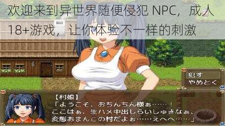 欢迎来到异世界随便侵犯 NPC，成人 18+游戏，让你体验不一样的刺激