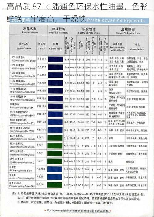 高品质 871c 潘通色环保水性油墨，色彩鲜艳，牢度高，干燥快