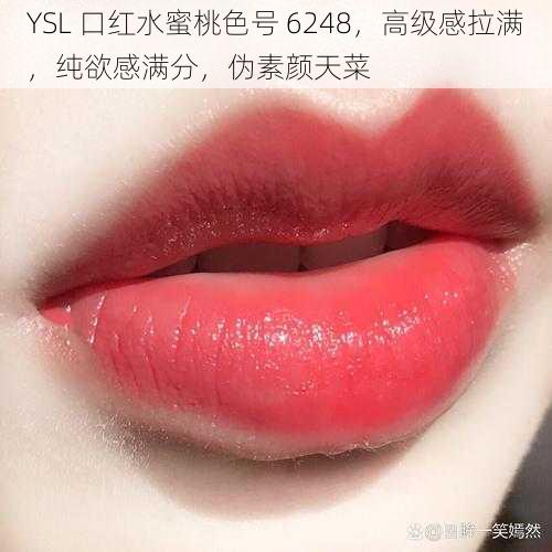 YSL 口红水蜜桃色号 6248，高级感拉满，纯欲感满分，伪素颜天菜