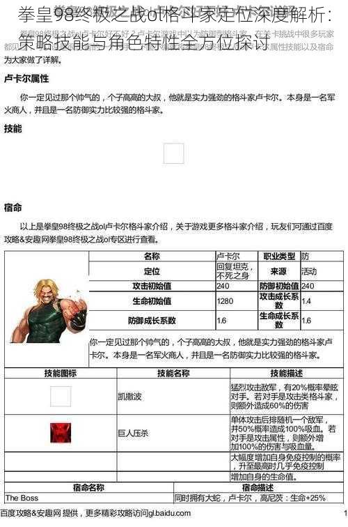 拳皇98终极之战ol格斗家定位深度解析：策略技能与角色特性全方位探讨