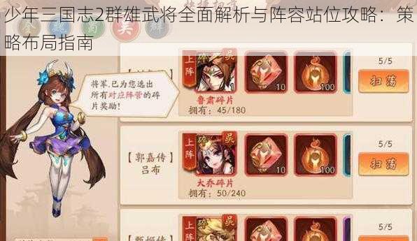 少年三国志2群雄武将全面解析与阵容站位攻略：策略布局指南