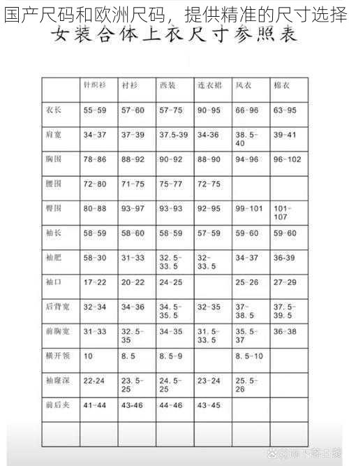 国产尺码和欧洲尺码，提供精准的尺寸选择