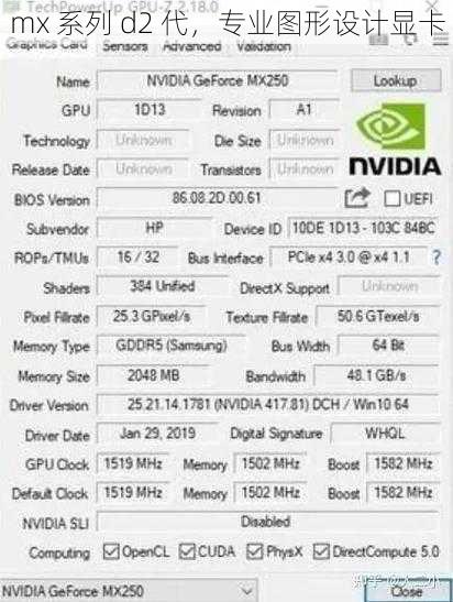 mx 系列 d2 代，专业图形设计显卡