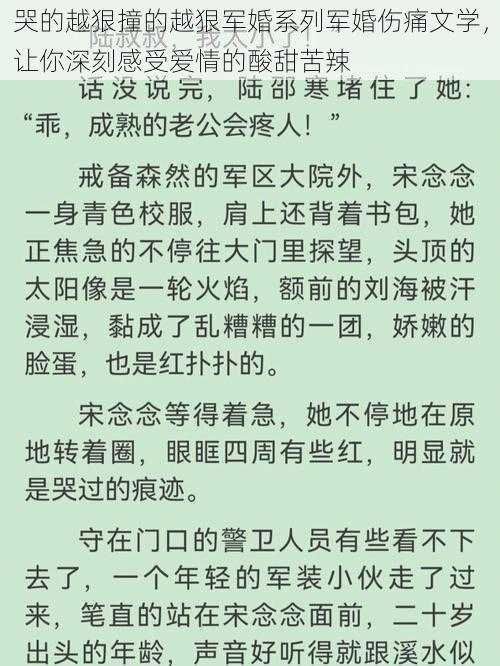 哭的越狠撞的越狠军婚系列军婚伤痛文学，让你深刻感受爱情的酸甜苦辣