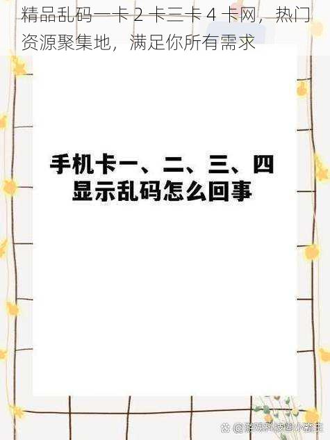 精品乱码一卡 2 卡三卡 4 卡网，热门资源聚集地，满足你所有需求