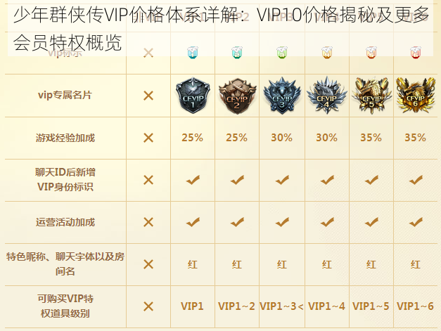 少年群侠传VIP价格体系详解：VIP10价格揭秘及更多会员特权概览