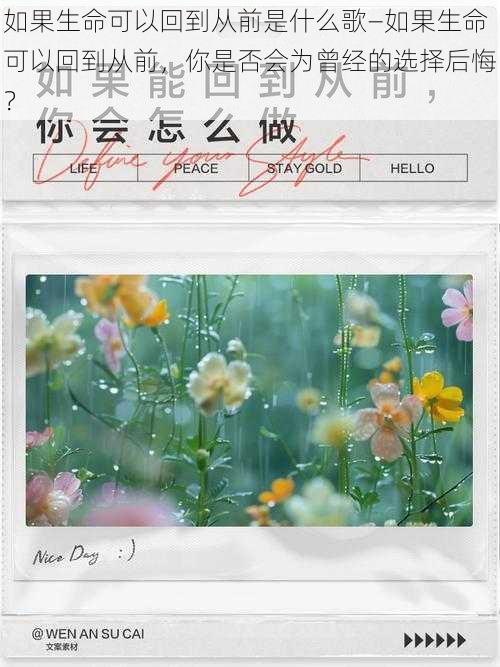 如果生命可以回到从前是什么歌—如果生命可以回到从前，你是否会为曾经的选择后悔？