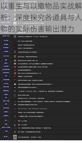 以重生与以撒物品实战解析：深度探究各道具与人物的实际伤害输出潜力