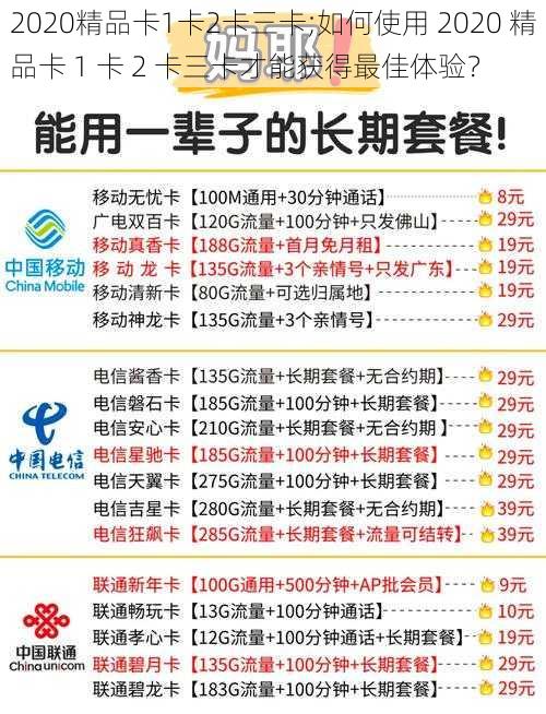 2020精品卡1卡2卡三卡;如何使用 2020 精品卡 1 卡 2 卡三卡才能获得最佳体验？