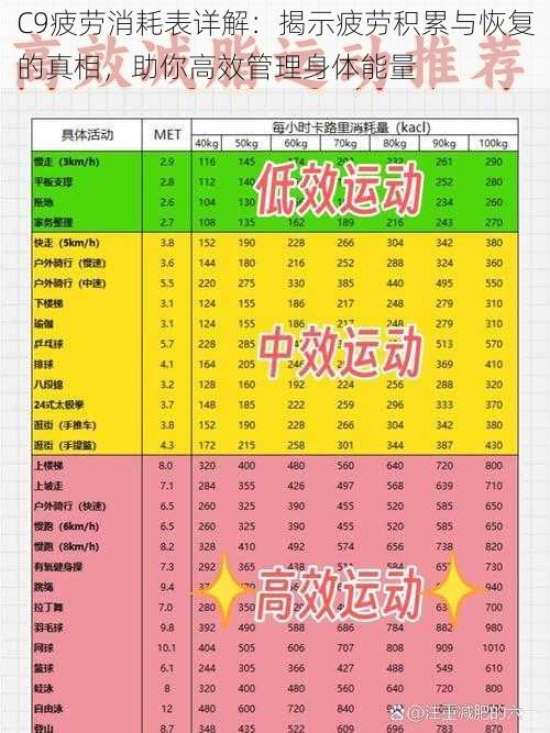 C9疲劳消耗表详解：揭示疲劳积累与恢复的真相，助你高效管理身体能量