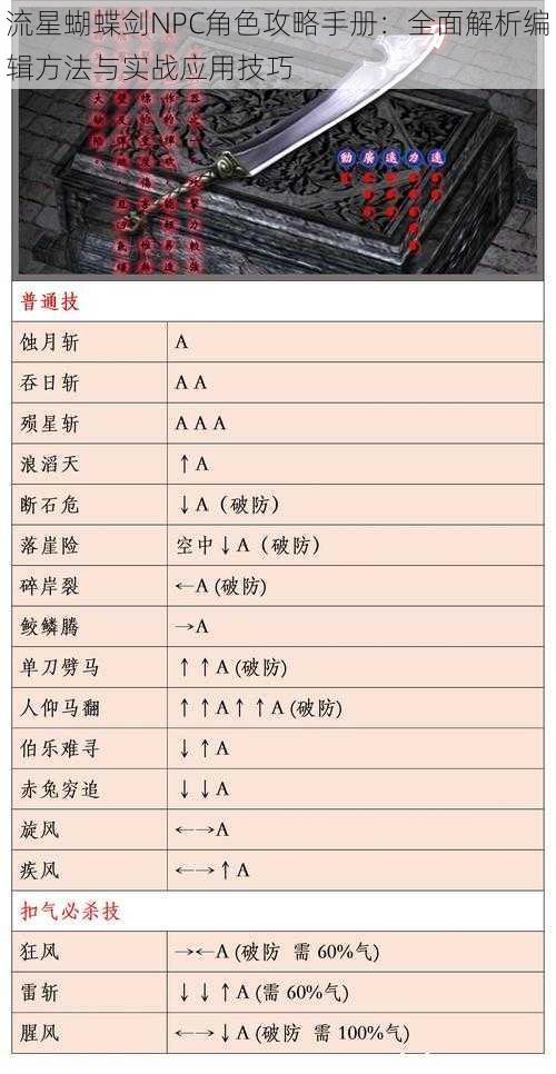 流星蝴蝶剑NPC角色攻略手册：全面解析编辑方法与实战应用技巧