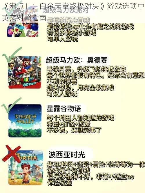 《沸点Ⅱ：白金天堂终极对决》游戏选项中英文对照指南