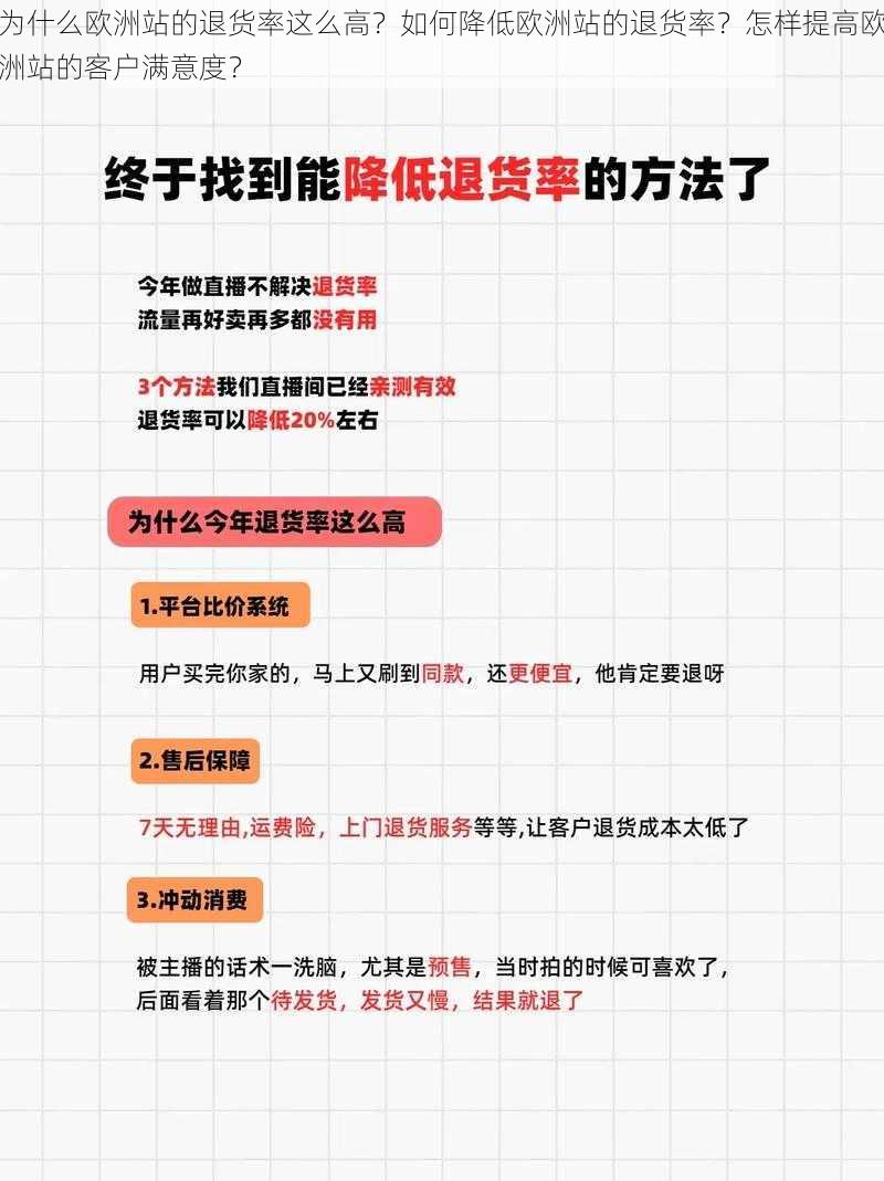 为什么欧洲站的退货率这么高？如何降低欧洲站的退货率？怎样提高欧洲站的客户满意度？