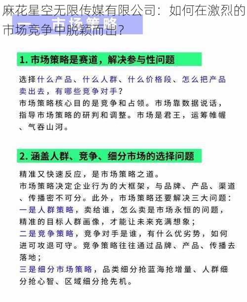 麻花星空无限传媒有限公司：如何在激烈的市场竞争中脱颖而出？