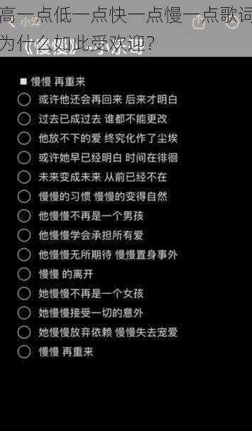 高一点低一点快一点慢一点歌词为什么如此受欢迎？