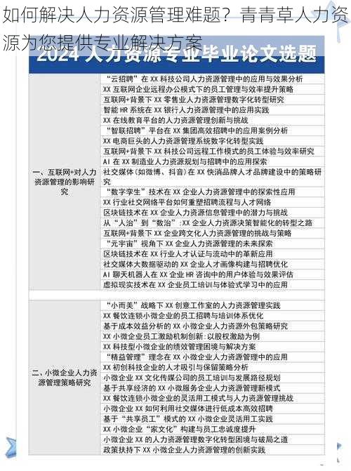 如何解决人力资源管理难题？青青草人力资源为您提供专业解决方案