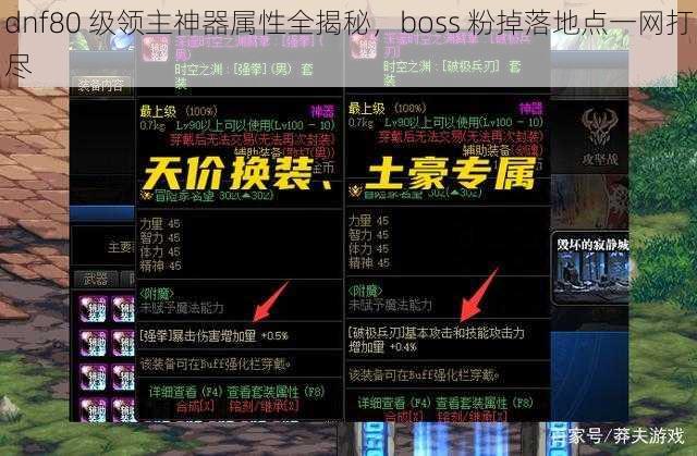 dnf80 级领主神器属性全揭秘，boss 粉掉落地点一网打尽