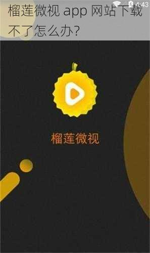 榴莲微视 app 网站下载不了怎么办？