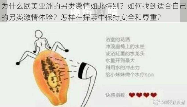 为什么欧美亚洲的另类激情如此特别？如何找到适合自己的另类激情体验？怎样在探索中保持安全和尊重？