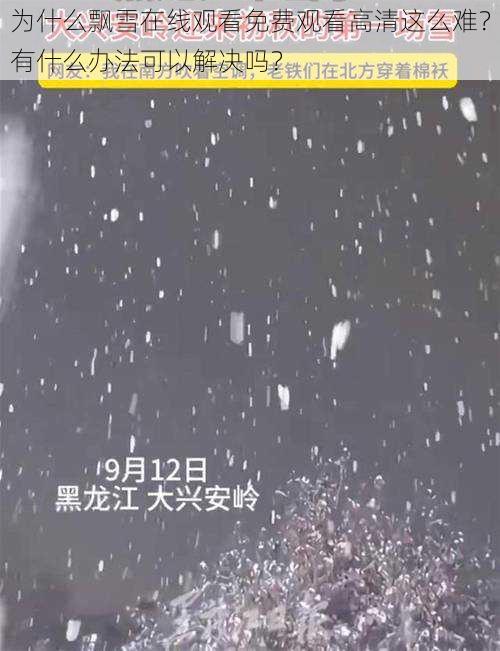 为什么飘雪在线观看免费观看高清这么难？有什么办法可以解决吗？