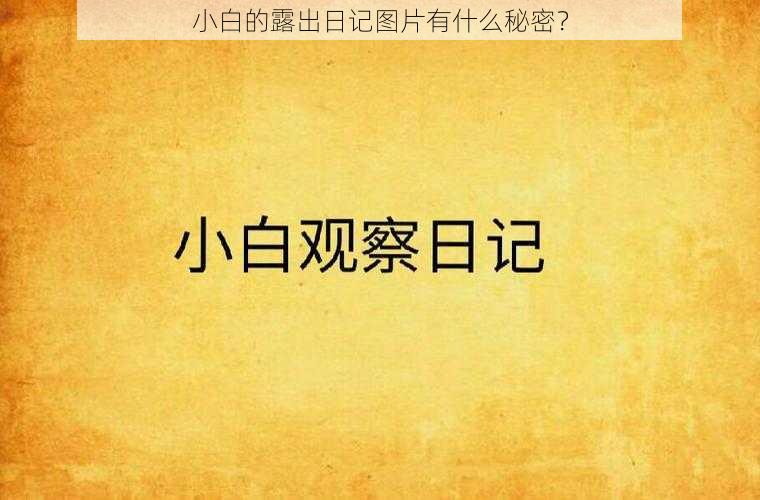 小白的露出日记图片有什么秘密？