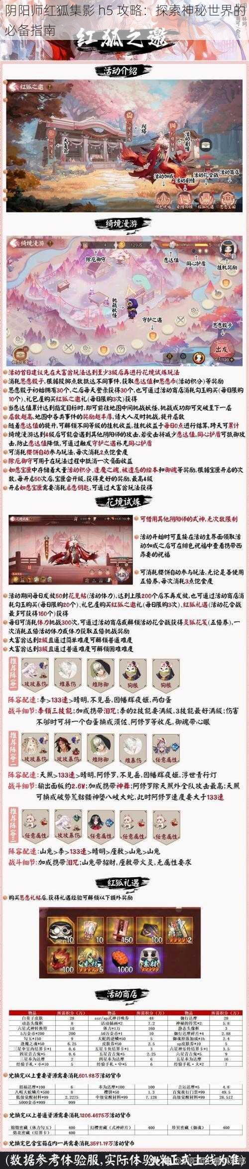 阴阳师红狐集影 h5 攻略：探索神秘世界的必备指南