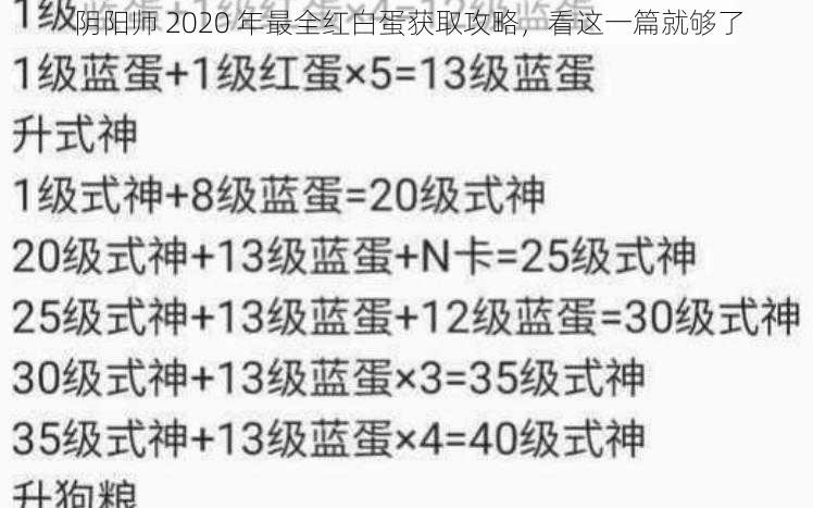 阴阳师 2020 年最全红白蛋获取攻略，看这一篇就够了