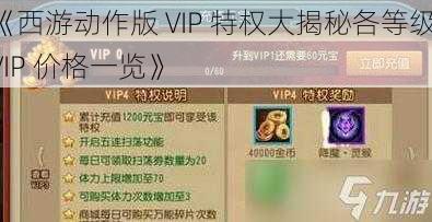 《西游动作版 VIP 特权大揭秘各等级 VIP 价格一览》