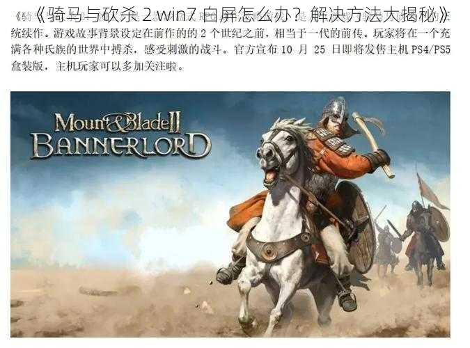 《骑马与砍杀 2 win7 白屏怎么办？解决方法大揭秘》