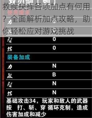 救赎抉择各项加点有何用？全面解析加点攻略，助你轻松应对游戏挑战