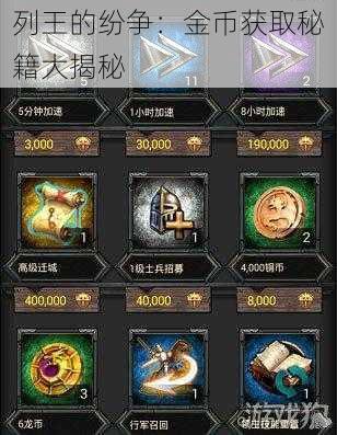 列王的纷争：金币获取秘籍大揭秘