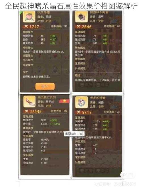 全民超神嗜杀晶石属性效果价格图鉴解析